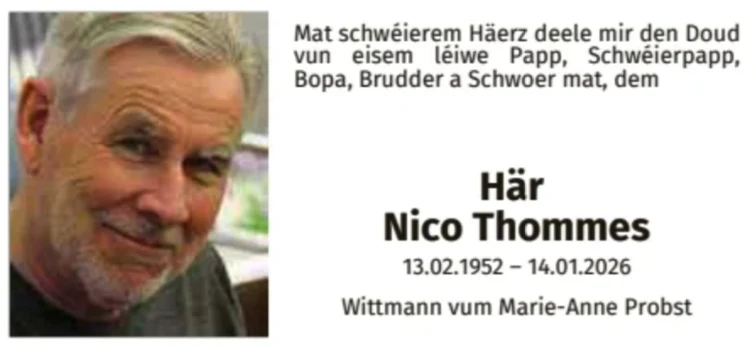 Traueranzeige für Nico Thommes
