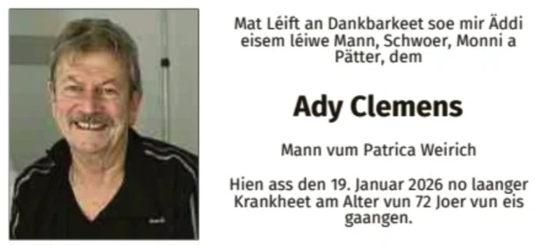 Traueranzeige für Ady Clemens