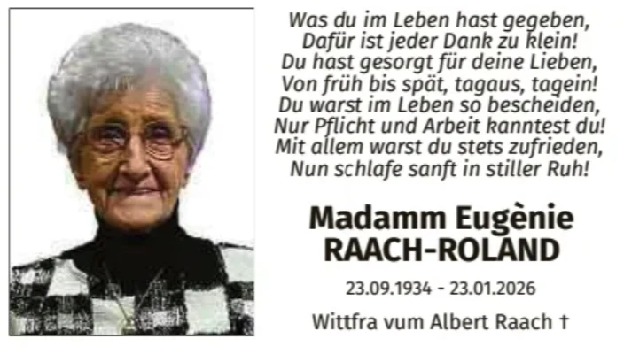 Traueranzeige für Eugènie Raach-Roland