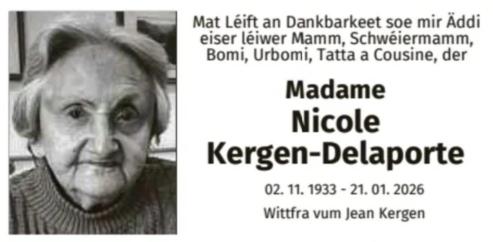 Traueranzeige für Nicole Kergen-Delaporte