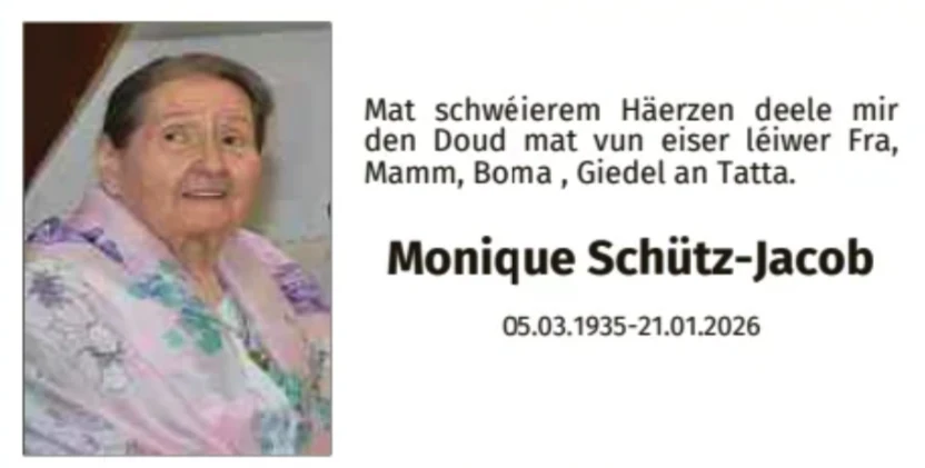 Traueranzeige für Monique Schütz-Jacob
