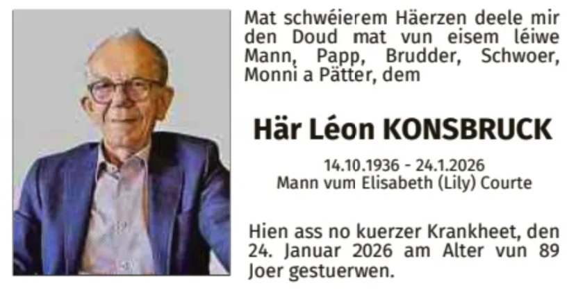 Traueranzeige für Léon Konsbruck