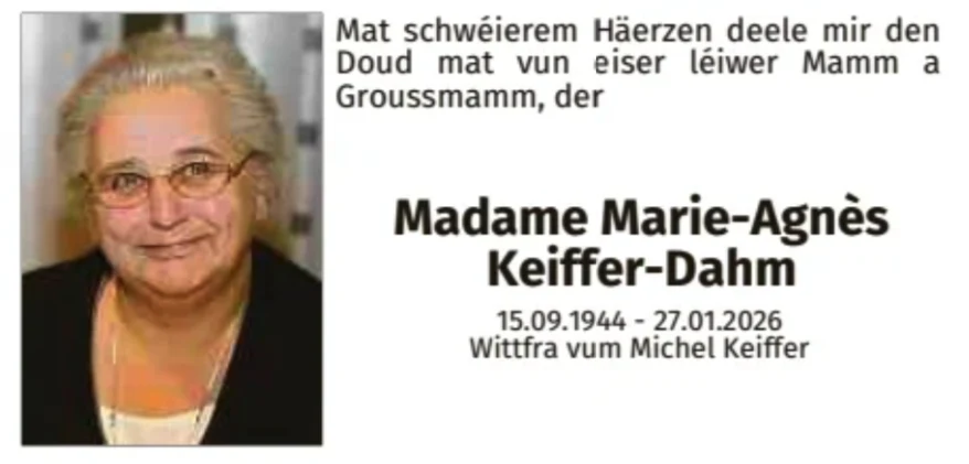 Traueranzeige für Marie-Agnès Keiffer-Dahm