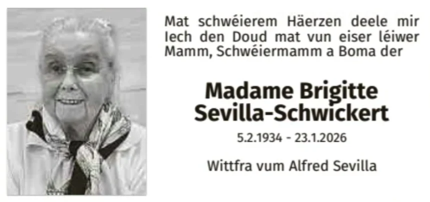 Traueranzeige für Brigitte Sevilla-Schwickert
