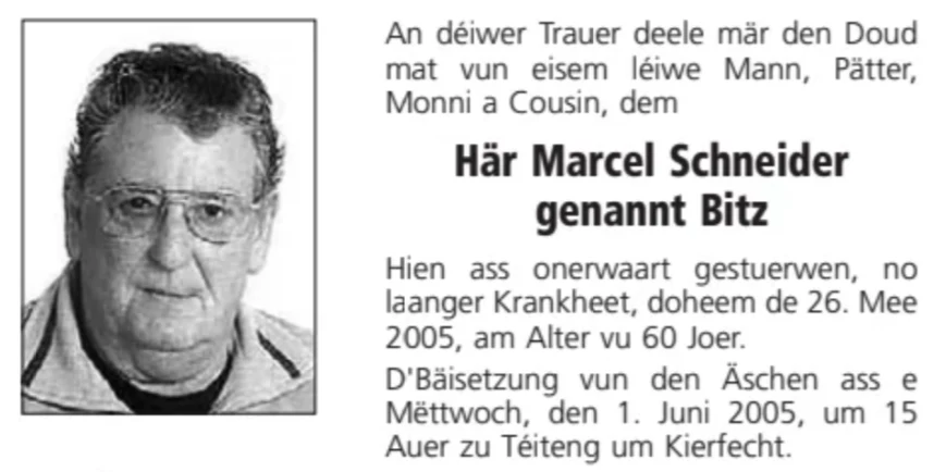 Traueranzeige für Marcel Schneider