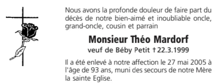 Traueranzeige für Théo Mardorf
