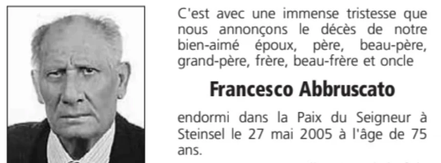 Traueranzeige für Francesco Abbruscato