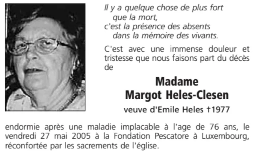 Traueranzeige für Margot Heles-Clesen