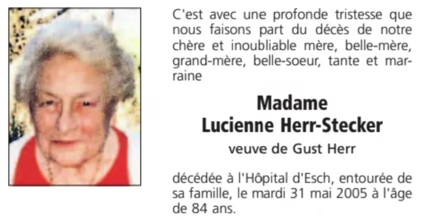 Traueranzeige für Lucienne Herr-Stecker