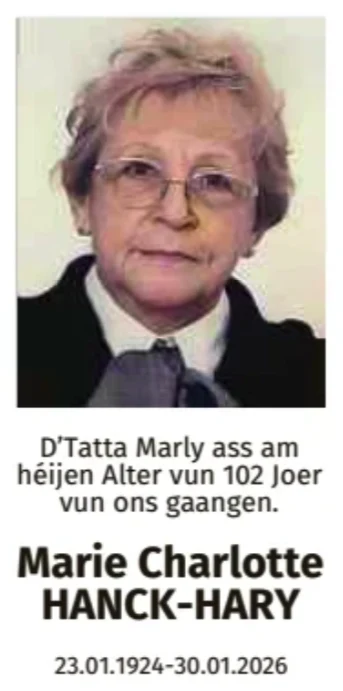 Traueranzeige für Marie Charlotte Hanck-Hary