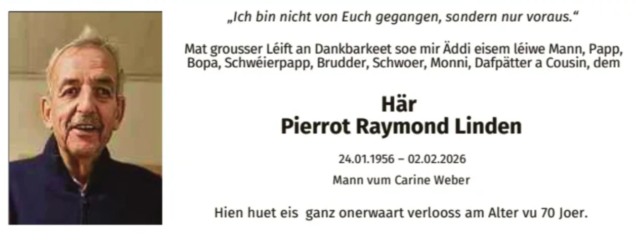 Traueranzeige für Pierrot Raymond Linden
