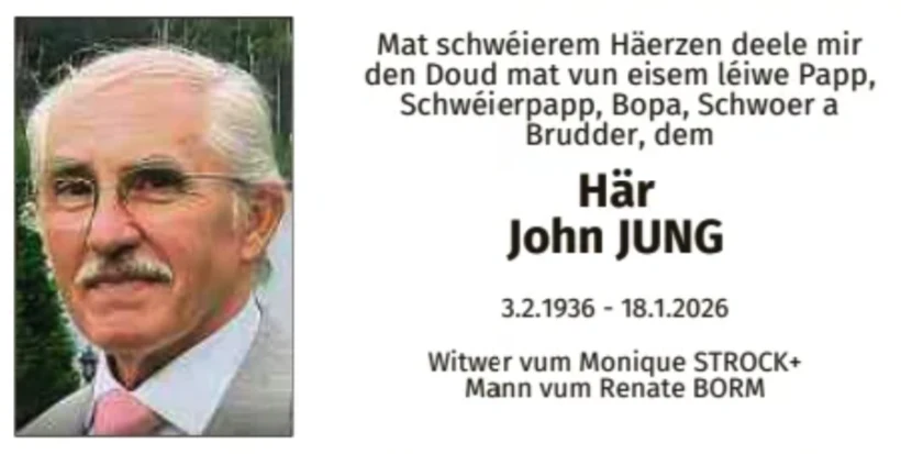 Traueranzeige für John Jung