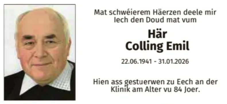 Traueranzeige für Emil Colling