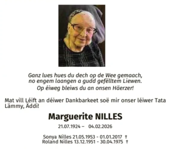 Traueranzeige für Marguerite Nilles
