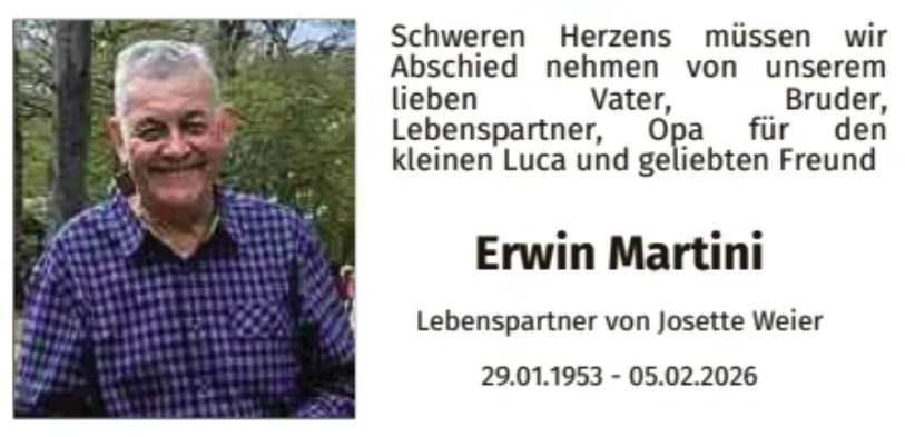 Traueranzeige für Erwin Martini
