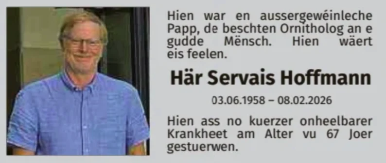 Traueranzeige für Servais Hoffmann