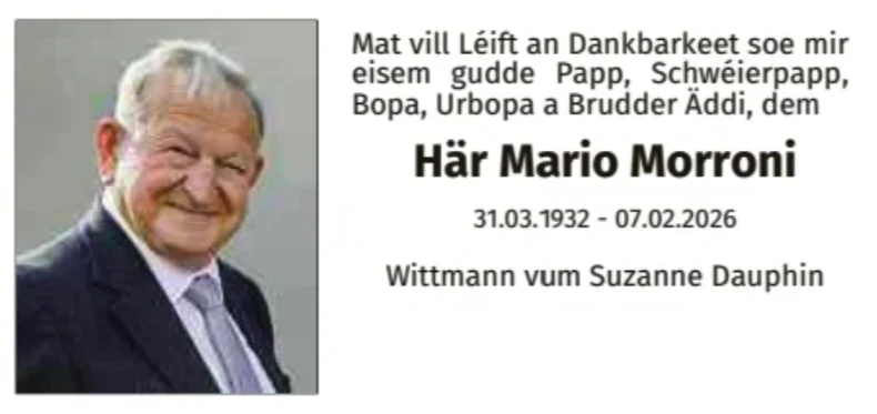 Traueranzeige für Mario Morroni