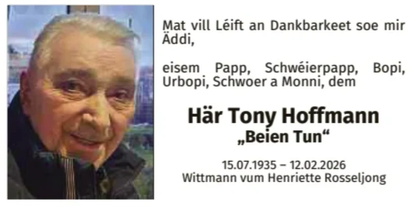 Traueranzeige für Tony Hoffmann