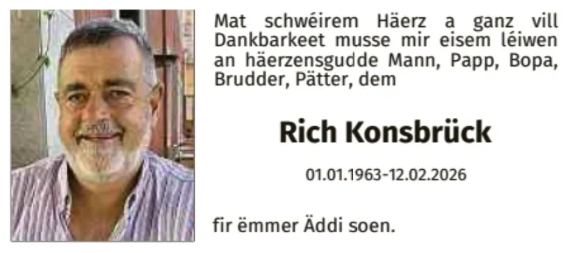 Traueranzeige für Rich Konsbrück