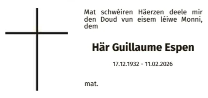Traueranzeige für Guillaume Espen