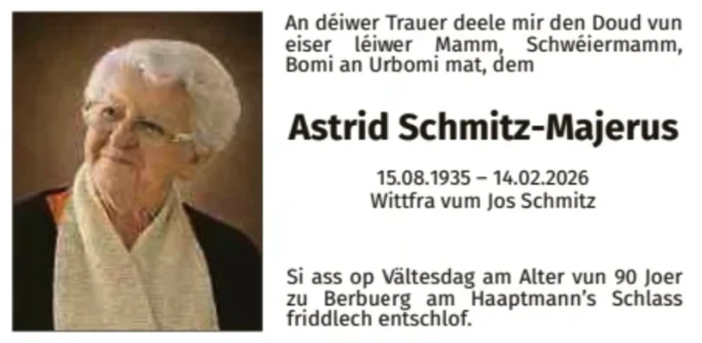 Traueranzeige für Astrid Schmitz-Majerus