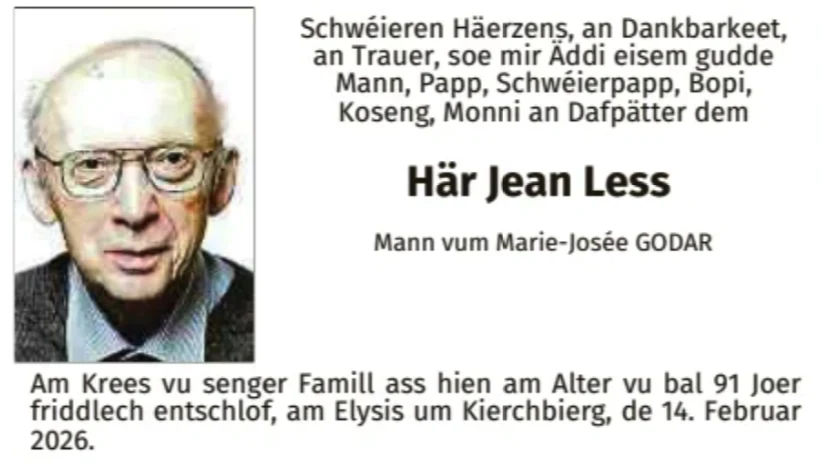 Traueranzeige für Jean Less