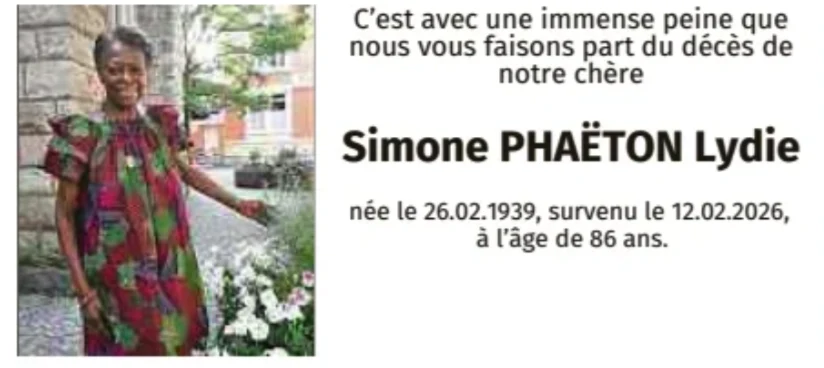 Traueranzeige für Simone Lydie Phaëton