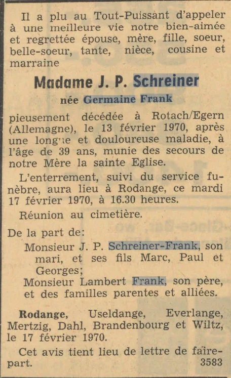 Archivbild zu Germaine Schreiner-Frank