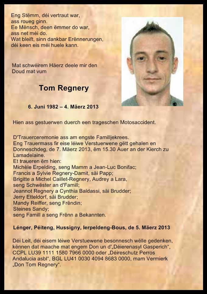  Tom Regnery In Memory of Tom Regnery