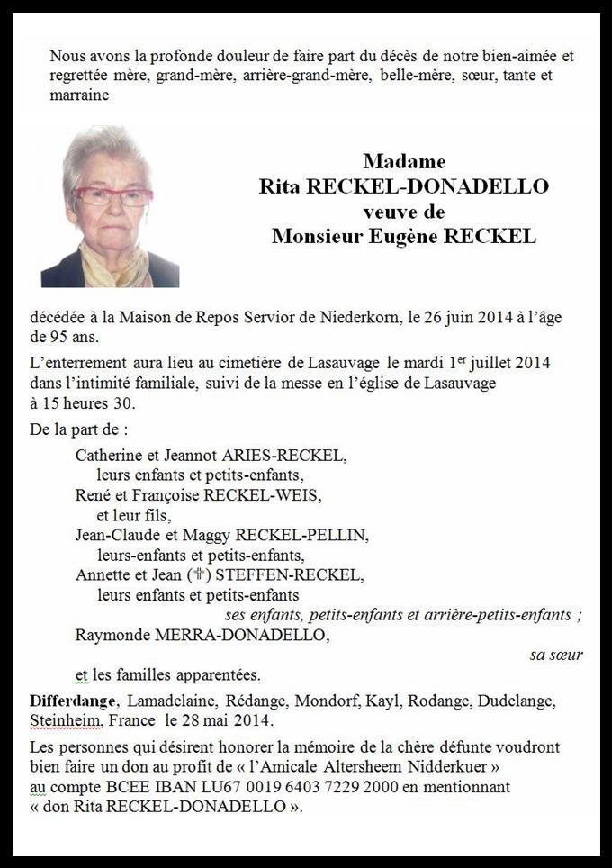 Madame Rita RECKEL-DONADELLO 