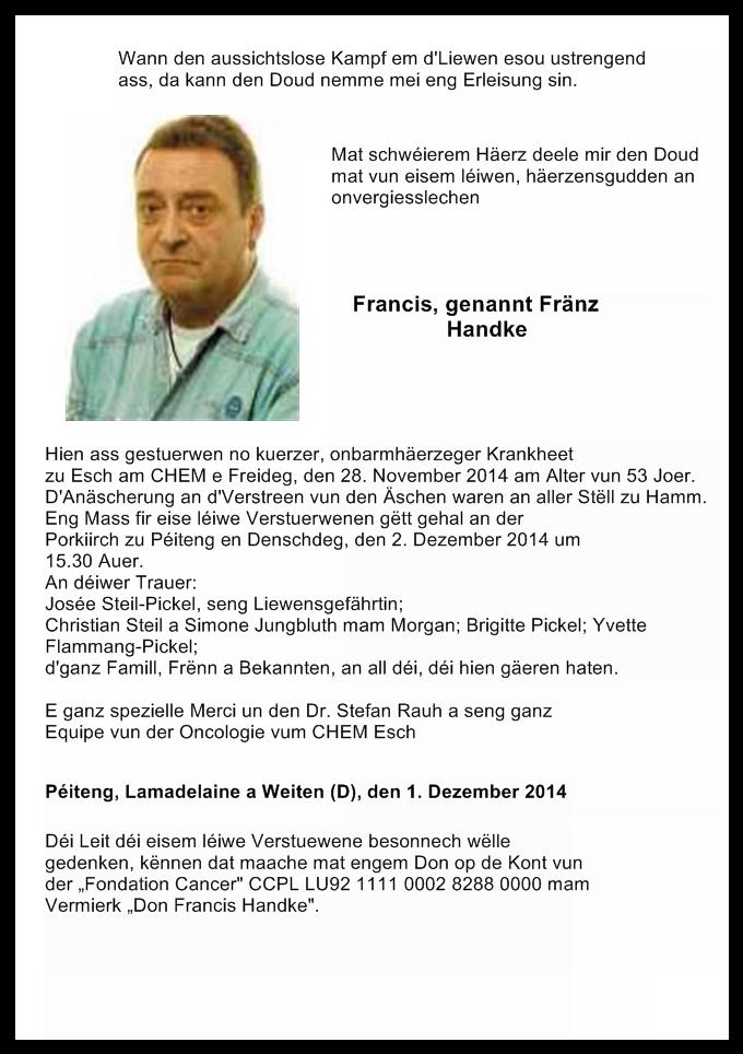 Francis Handke genannt Fränz