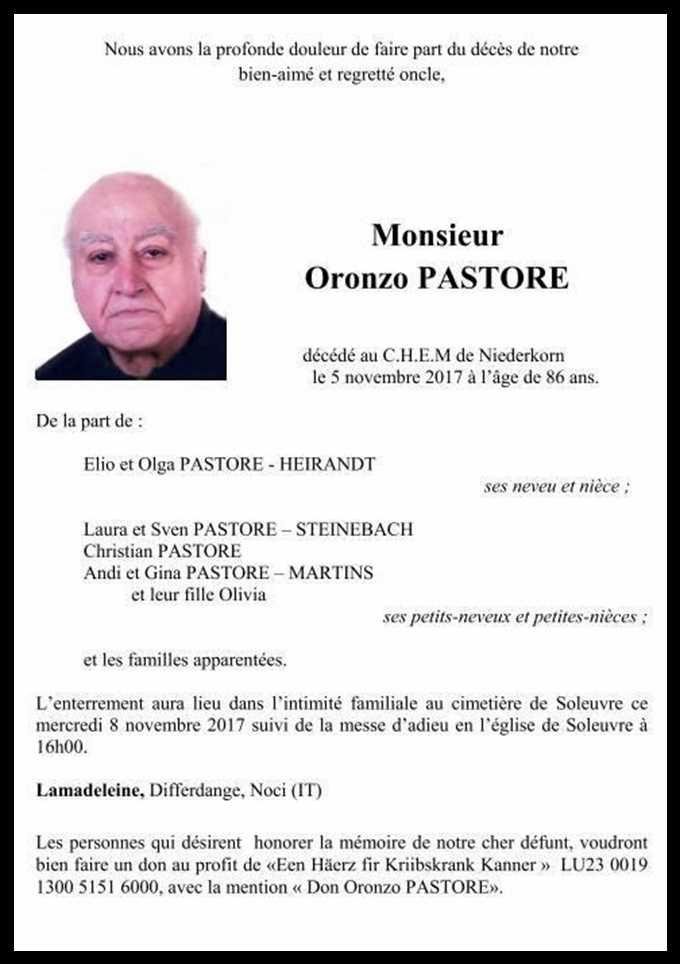 Monsieur Oronzo PASTORE 