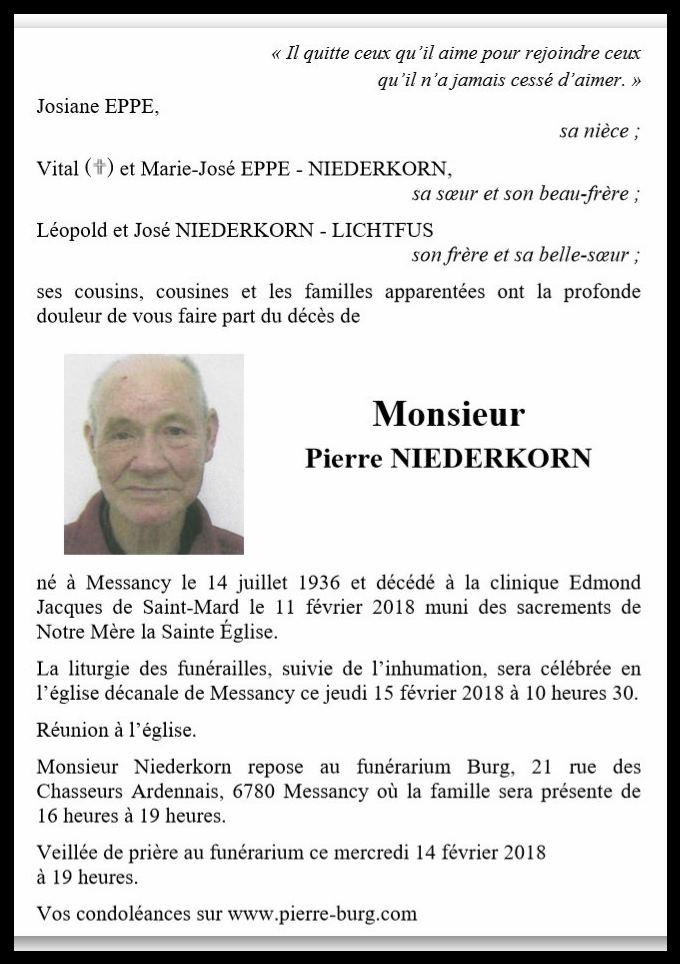 Monsieur Pierre NIEDERKORN 