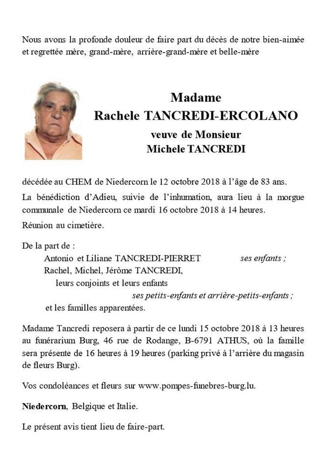 Madame  Rachele TANCREDI-ERCOLANO  