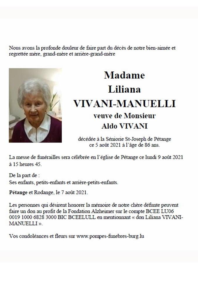 Madame Liliana VIVANI-MANUELLI 